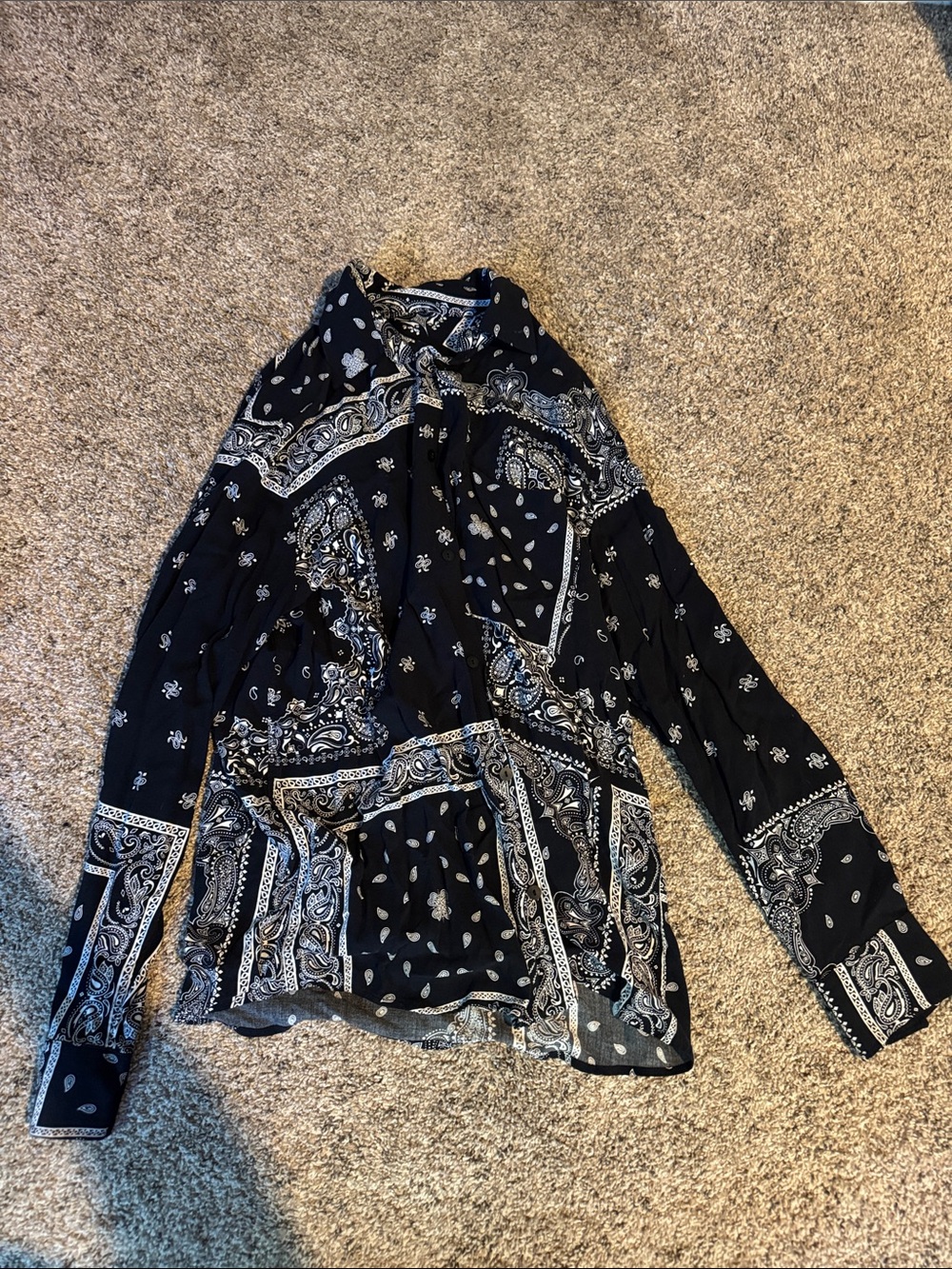 Mens Zara Black Bandana Print Lightweight Shirt Jacket